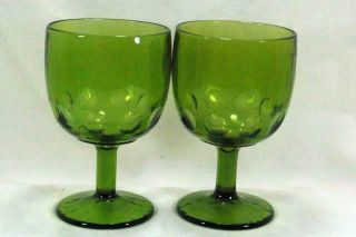 Green Depression Glass Set Of 2 Water Goblets