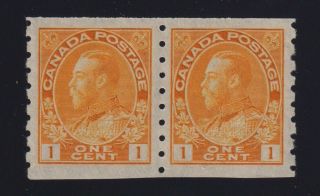 Canada Sc 126 (1923) 1c Orange - Yellow Admiral Coil Pair Die Ii Vf Nh