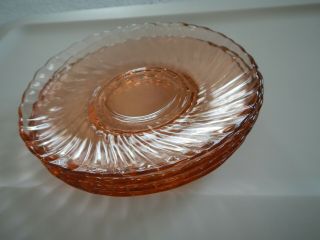 Vintage - Pink Depression Glass - 4 Saucers - Arcoroc - France