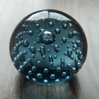 Vintage Whitefriars 9308 Glass Bubble Paperweight In Artic Blue
