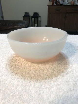 Vintage Fire King Small Ovenware Bowl 5 In.  Diameter,  2 - 1/4 High,  Pink / White