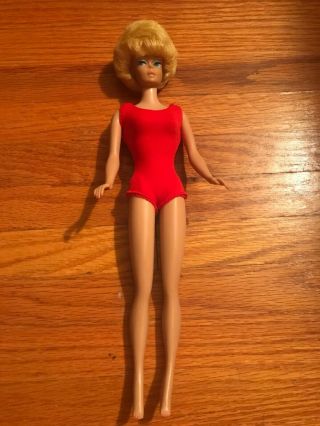 Vtg.  Mattel 1958 Barbie 1962 Midge Blonde Bubble Cut Japan Red Swimsuit