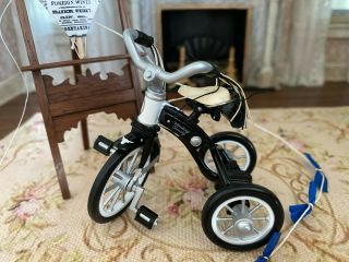 Vintage Miniature Dollhouse Artisan Childrens Kite & Retro Hopalong Cassidy Bike 3