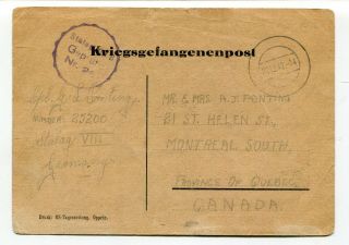 Canada / Germany 1942 Canadian POW in Germany - CENSOR - CHRISTMAS Postcard - 2