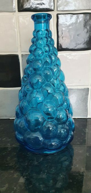 Italian Blue Empoli Glass Apothecary Jar / Decanter 11 " Tall