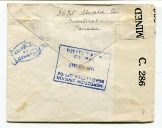 Canada QC Montreal 1941 George VI Censor Cover to CHINA - SERVICE SUSPENDED DLO 2