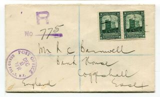 Newfoundland Nfld - Grand Falls 1931 Purple Cds - Registered Cover To England -