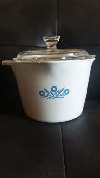 Vintage Corning Ware Blue Cornflower 1 Qt Sauce Maker P - 55 W/lid