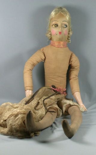 Antique Vintage Cloth Boudoir Doll 27 "
