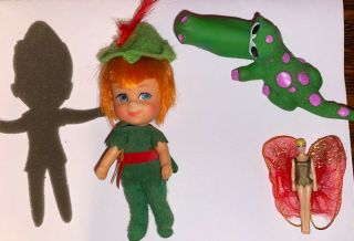 Vintage Liddle Kiddles Peter Pan Paniddle Storybook Doll Tinker Shadow Alligator