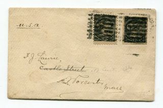 Canada 1898 Small Printed Rate Cover To Usa - Perf / Imperf 1/2c Small Queens -