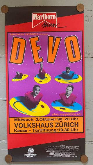 Devo - 1990 Gig Poster Zurich Post Punk Wave