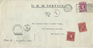 1930 Newfoundland Official Cover From Customs,  St.  John 