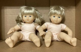 American Girl Bitty Baby Twin Dolls,  Blonde Hair/blue Eyes,  2011 Boy And Girl