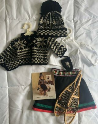 Vintage American Girl Doll Kirsten Winter Outfit Sweater,  Hat,  Skirt,  Snowshoes