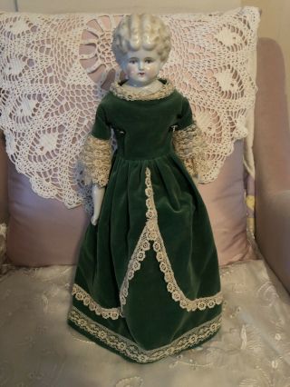 Antique German China Head Doll 17” Late 1800’s Hertwig