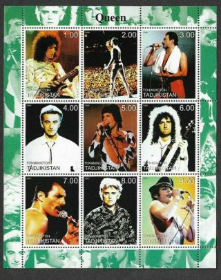 Freddie Mercury - Queen Special Postage Stamps Sheet - Official Mnh Rock Music
