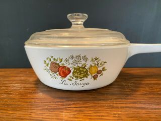 Vintage Corning Ware P - 81 Spice of Life Handled Sauce Pan with Glass Lid 1 Pint 2