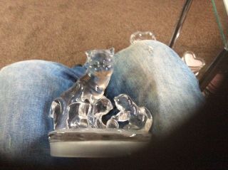 Rcr Royal Crystal Rock Glass Figurine Cat & Kittens Playing