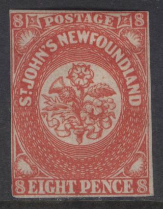 Newfoundland 8 1857 8d Scarlet Vermilion Imperforate Cv$250
