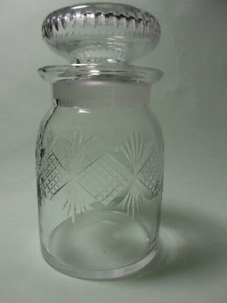 Vintage Webb Lead Crystal Cut Glass Pickle Jar & Cover.  Signed