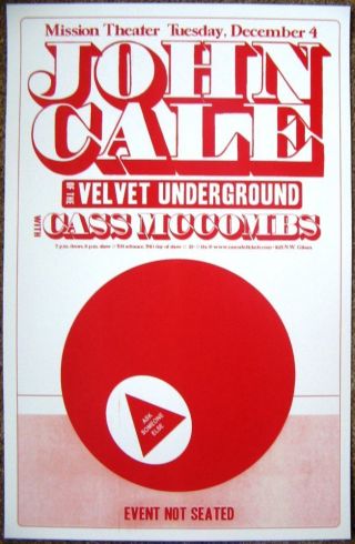John Cale 2012 Gig Poster Portland Oregon Concert Velvet Underground Version 1