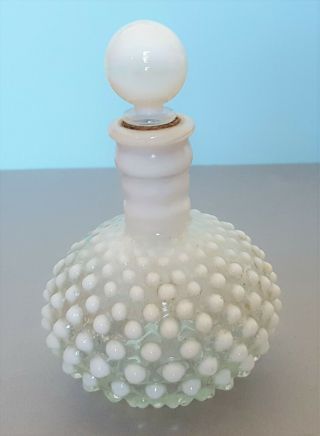 Vintage Fenton French Opalescent Hobnail Perfume Bottle With Stopper
