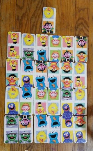 25 Vintage 1991 Sesame Street Dominoes By Golden Big Bird Cookie Monster Ernie