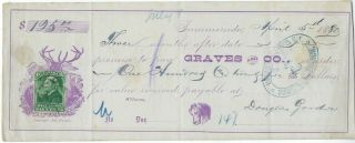 Canada Pei Summerside Graves & Co 1890 Promissory Note Revenue Cgb