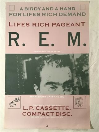 Rem 1986 Promo Poster Life’s Rich Pageant Matte Irs Records Michael Stipe