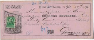 Canada Prince Edward Island Bremner Brothers 1880 Promissory Note Revenue Cgb