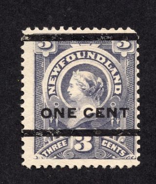 Newfoundland 77 1 Cent On 3 Cent Queen Victoria Type C Mh