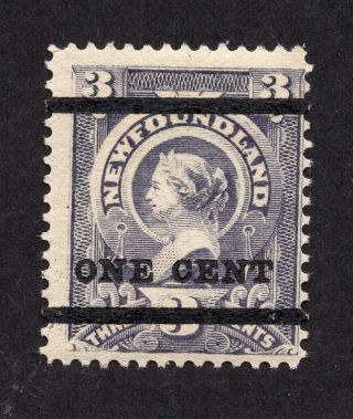 Newfoundland 75 1 Cent On 3 Cent Queen Victoria Type A Mnh