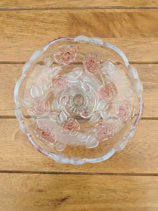 Vintage Mikasa Frosted Rose Glass Compote Footed Dish Candy Dish