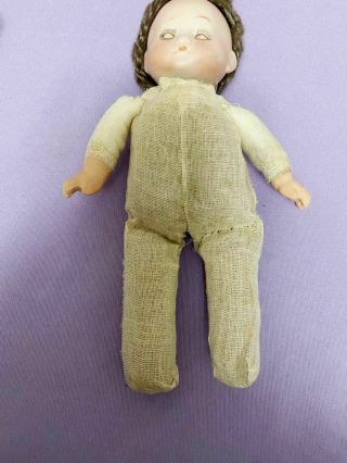Antique Bisque/compo/stuffed Baby Doll 7 " Germany Open/close Eyes