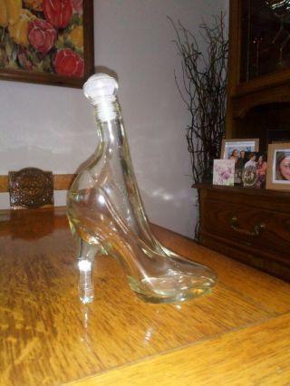 Glass Decorative High Heel Boot Bottle 9 X 7 " Shoe Stiletto 350ml Vintage