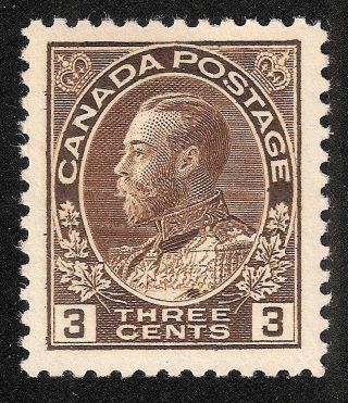 Canada Scott 108 Mnhvf Wet Printing Kgv Admiral Issue Three Cents Brown