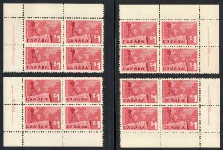 Canada 411 Export Crate And Mercator Map Matched Set Plate Blocks Mnh