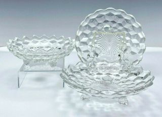 3 Vintage Fostoria American Clear Elegant Glass Crystal Bowls Tid Bits Bon Bons