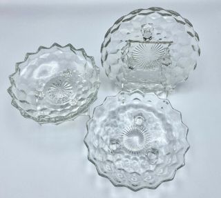3 Vintage Fostoria American Clear Elegant Glass Crystal Bowls Tid Bits Bon Bons 3