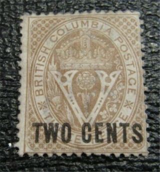 Nystamps Canada British Columbia Stamp 8 Og H $175