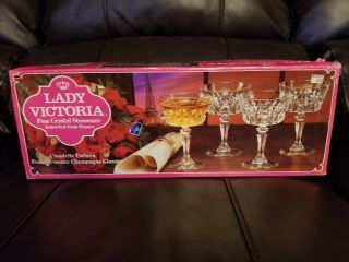 Lady Victoria Crystal Stemware Chantelle 4 Champagne Glasses France Nos