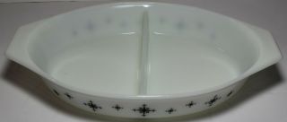 Pyrex Black Star Atomic Compass Divided Casserole Dish 1 - 1/2 Quart Dish Only