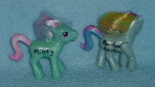Rare Hasbro My Little Pony G3 Keychain Minty & Rainbow Dash - Moving Parts - EUC 3