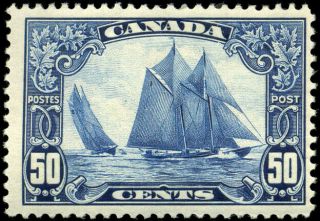 Canada 158 F - Vf Og Hr 1929 Scroll Issue 50c Dark Blue Bluenose,  4 Stamps