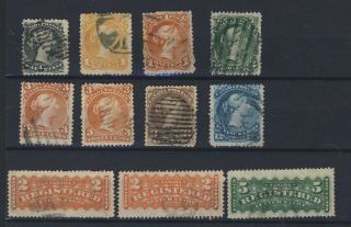 11x Canada Large Queen & Reg.  Stamps 1/2c - 1c - 1c - 2c - 3c - 3c - 6c - 12 - 1/2c Gv= $412.  00