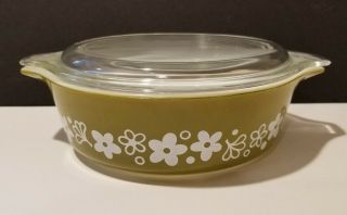 Pyrex Spring Blossom 471 - B Dish W/ Lid 500 Ml Dark Green Daisies Kitchen 6 "