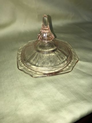 Hocking Glass Co Pink Mayfair Open Rose Covered Candy Lid Only 1931 - 1937