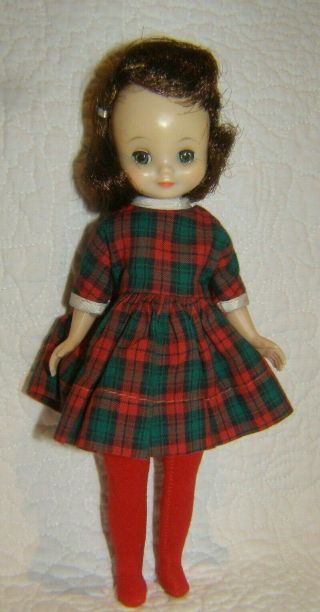 Betsy Mccall: Vintage Doll In Red Green Plaid Dress & Red Tights