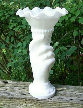 Vintage Westmoreland White Milk Glass Hand Vase